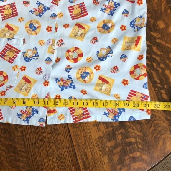 Ni-Q-Ta Light Blue With Sporty Bears Shirt and Shorts Pajama Set Size M - Picture 12 of 16